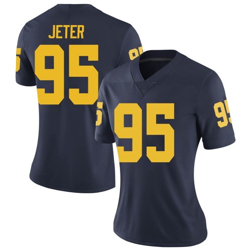 Donovan Jeter Michigan Wolverines Women's NCAA #95 Navy Limited Brand Jordan College Stitched Football Jersey SLK8754OC